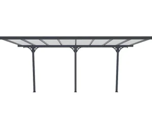 New Aanleunende Pergola In Aluminium 15,1M Antraciet Alvaro - L497Xd305Xh240/285 Cm Prieel, Pergola, Gazebo En Kiosk