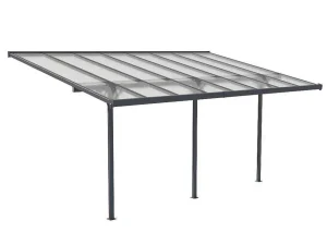 New Aanleunende Pergola In Aluminium 15,1M Antraciet Alvaro - L497Xd305Xh240/285 Cm Prieel, Pergola, Gazebo En Kiosk