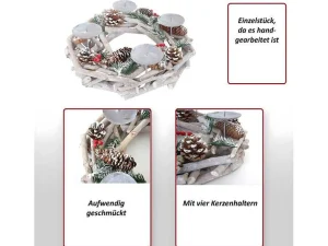 Shop Adventskrans Rond Hout Zonder Kaarsen, Met Kaarsen, Rood Decoratieobject Voor Binnen