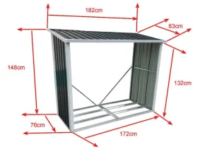 Online Afdak Voor Hout Van Gegalvaniseerd Staal 2,23 M3, L182 X D83 X H148 Cm - Derwood Tuinhuis