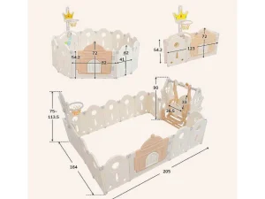 Best Afneembare En Opvouwbare Babybox 12+2 Met Speelbord, Basketbalring En Schommel Poederroze Babymeubel