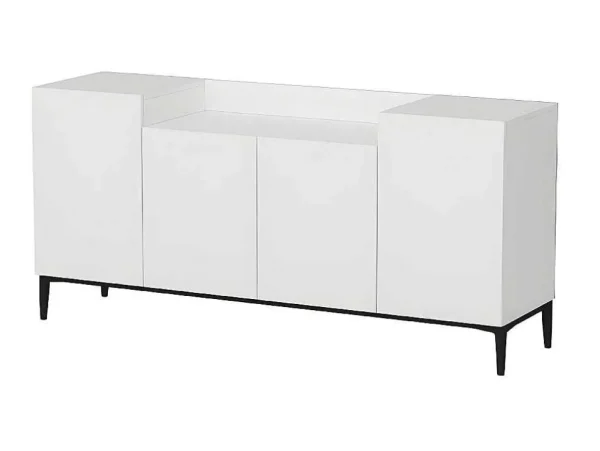 Discount Annalisa Multifunctioneel Kabinet, Wit, Zwart, 160X42X75 Cm, Buffetkast