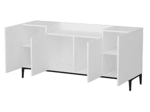 Discount Annalisa Multifunctioneel Kabinet, Wit, Zwart, 160X42X75 Cm, Buffetkast