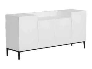 Discount Annalisa Multifunctioneel Kabinet, Wit, Zwart, 160X42X75 Cm, Buffetkast