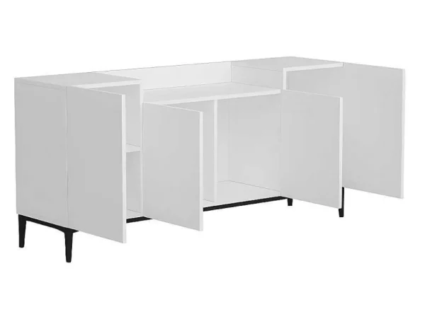 Discount Annalisa Multifunctioneel Kabinet, Wit, Zwart, 160X42X75 Cm, Buffetkast