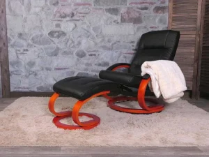 Shop Aprilia Relaxfauteuil Met Kruk, Zwart Fauteuil Kunstleer