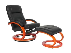 Shop Aprilia Relaxfauteuil Met Kruk, Zwart Fauteuil Kunstleer