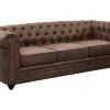 Fashion Bankstel En Fauteuil Chesterfield Van Microvezel Met Vintage Look Set Zitbank + Fauteuil