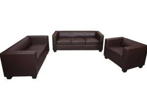 Sale 3-2-1 Bankstel Lille (3-Delig), Kunstleer, Koffie Set Zitbank + Fauteuil