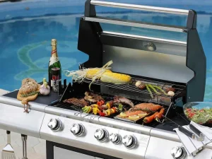 Store Barbecue Op Gas Met 4 Branders, 1 Rechaud Aan De Zijkant En 1 Grill 148 X 56 X 121 Cm - Roasty Buitenkeuken