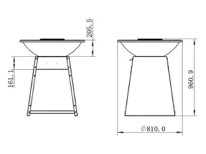 Flash Sale Barbecue/Plancha/Vuurkorf Van Staal - L81 X B81 X D96 Cm - Zwart - Corvera Buitenkeuken