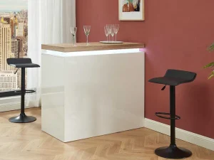 Outlet Barmeubel Halo Ii - Wit Gelakt Mdf - Leds - Wit En Eik Barmeubel