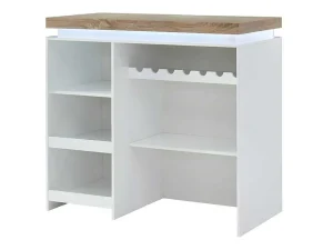 Outlet Barmeubel Halo Ii - Wit Gelakt Mdf - Leds - Wit En Eik Barmeubel