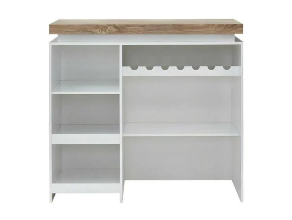 Outlet Barmeubel Halo Ii - Wit Gelakt Mdf - Leds - Wit En Eik Barmeubel