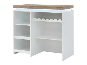 Outlet Barmeubel Halo Ii - Wit Gelakt Mdf - Leds - Wit En Eik Barmeubel