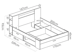 Best Sale Bed Leandre Met Hoofdeinde, Opbergruimte En Lades - 160 X 200 Cm - Kleur: Wit Tweepersoonsbed