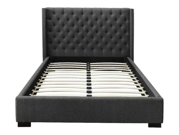 Cheap Bed Met Hoofdbord Met Capitonnage - 140 X 200 Cm - Stof - Grijs - Massimo Aanbiedingen: Slaapkamer & Kantoor