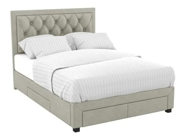 Clearance Bed Met Opbergruimte - Stof - Kleur: Champagne - 180 X 200 Cm - Leopold Fluwelen Bed