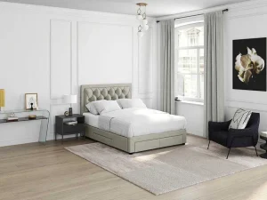 Clearance Bed Met Opbergruimte - Stof - Kleur: Champagne - 180 X 200 Cm - Leopold Fluwelen Bed