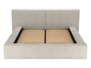 Shop Bed Met Opbergruimte 180 X 200 Cm - Ribfluweel - Beige + Matras - Timano Tweepersoonsbed