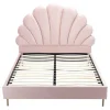 Hot Bed Met Schelpvorm 140 X 190 Cm - Velours - Roze - Livaya Fluwelen Bed