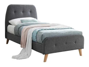 Hot Bed Romeo Met Gestoffeerde Hoofdeinde - 90 X 190 Cm - Grijze Stof Aanbiedingen: Slaapkamer & Kantoor