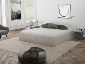 Discount Bedbodem Met Opbergruimte 140 X 190 Cm Van Beige Ribfluweel - Pontos Van Ysmee Bedbodem