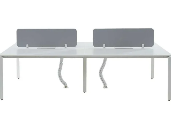 Flash Sale Benchbureau Voor 4 Personen - Wit - L140 Cm - Met Afscheidingen - Downtown Kantoormeubilair