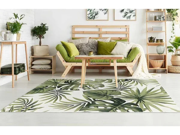 Discount Binnen- Of Buitentapijt Etnische Stijl Bloemenmotief Palmo - 150 X 200 Cm - Groen Tuindecoratie