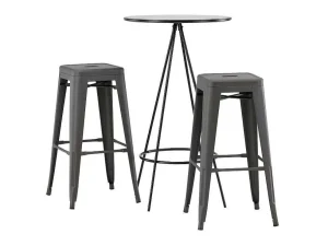 Clearance Bistro Barmeubelset Bartafel Zwart En 2 Tempe Barstoelen Dunkergrijs. Barmeubel