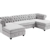 Cheap Brede Hoekbank Van Lichtgrijs Velours Chesterfield Xxl Hoekbank