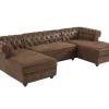 Shop Brede Hoekbank Van Microvezel Met Verouderd Leereffect Chesterfield Xxl Hoekbank