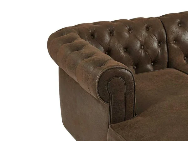 Shop Brede Hoekbank Van Microvezel Met Verouderd Leereffect Chesterfield Xxl Hoekbank