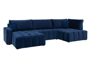 Discount Brede Hoekslaapbank Met Hoek Links Van Nachtblauw Velours Esilia Ii Xxl Hoekbank