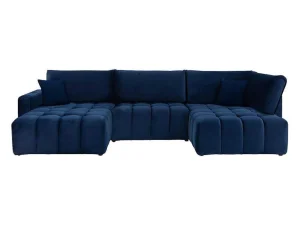 Discount Brede Hoekslaapbank Met Hoek Links Van Nachtblauw Velours Esilia Ii Xxl Hoekbank