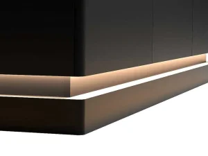 New Buffetkast Met 3 Deuren En Ledverlichting Van Mdf - Zwart Met Wit Marmereffect - Devika Van Buffetkast