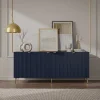 Cheap Buffetkast Met 4 Deurtjes Van Mdf En Staal - Blauw En Goudkleurig - Yesinia Buffetkast