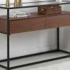 Fashion Buffetkast Met 2 Lades Van Mdf, Gehard Glas En Metaal - Donker Naturel - Camata Sidetable