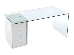 Best Sale Bureau Muriel Met Opbergruimte - 4 Laden - Gehard Glas & Mdf Bureaumeubel