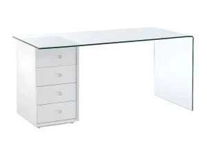 Best Sale Bureau Muriel Met Opbergruimte - 4 Laden - Gehard Glas & Mdf Bureaumeubel