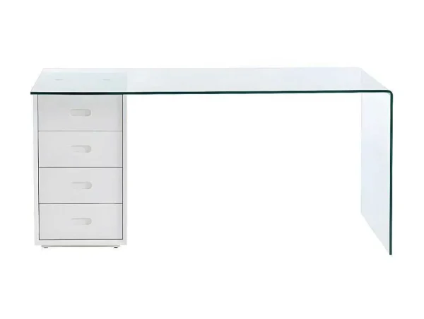 Best Sale Bureau Muriel Met Opbergruimte - 4 Laden - Gehard Glas & Mdf Bureaumeubel