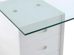 Best Sale Bureau Muriel Met Opbergruimte - 4 Laden - Gehard Glas & Mdf Bureaumeubel