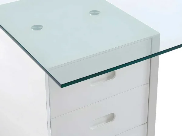 Best Sale Bureau Muriel Met Opbergruimte - 4 Laden - Gehard Glas & Mdf Bureaumeubel