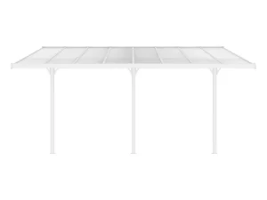 Store Carport Pergola Voor Tegen De Muur Van Aluminium 15,1 M Wit Alvaro Prieel, Pergola, Gazebo En Kiosk