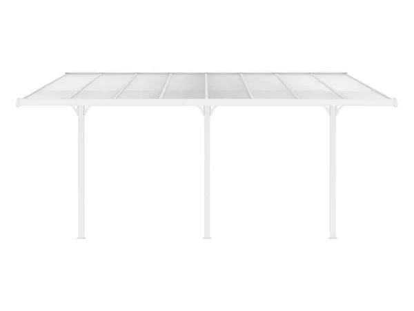 Store Carport Pergola Voor Tegen De Muur Van Aluminium 15,1 M Wit Alvaro Prieel, Pergola, Gazebo En Kiosk