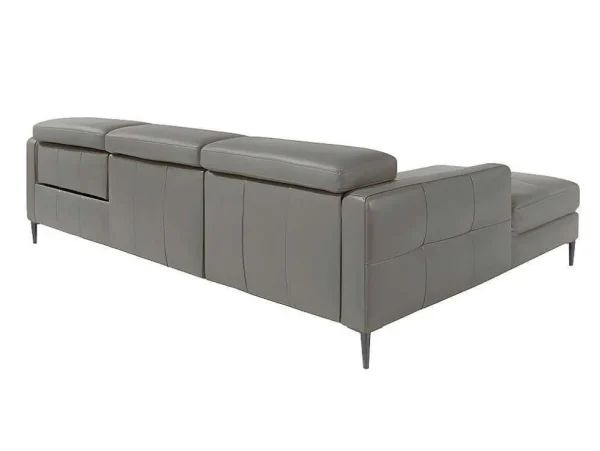 Store Chaise Longue Bank In Donkergrijs Leer Met Relaxmechanisme 6125 Hoekbank