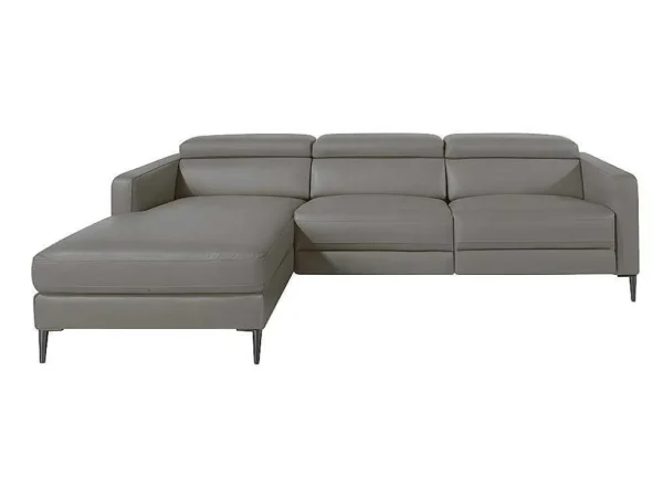 Store Chaise Longue Bank In Donkergrijs Leer Met Relaxmechanisme 6125 Hoekbank