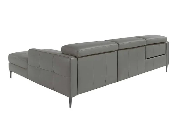 Sale Chaise Longue Bank In Donkergrijs Leer Met Relaxmechanisme 6126 Hoekbank