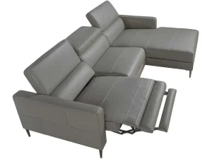 Sale Chaise Longue Bank In Donkergrijs Leer Met Relaxmechanisme 6126 Hoekbank