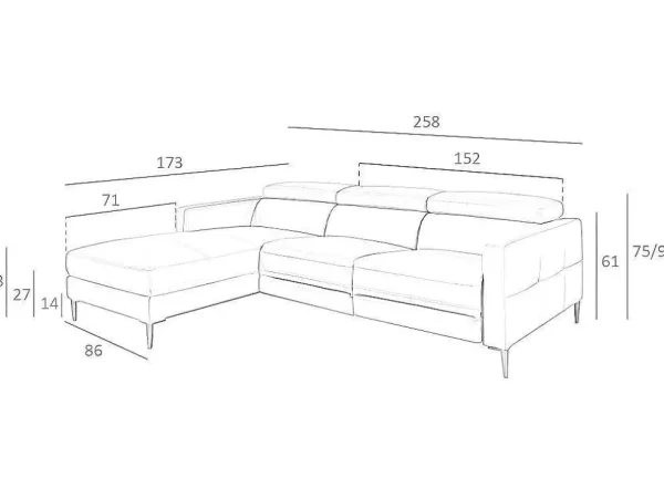 Store Chaise Longue Bank In Donkergrijs Leer Met Relaxmechanisme 6125 Hoekbank